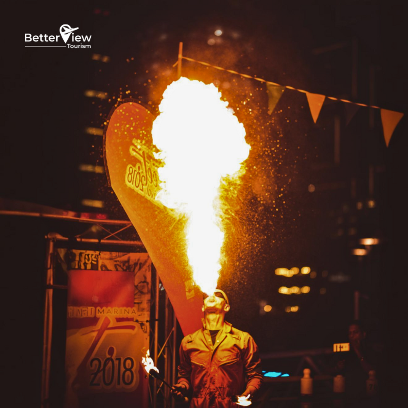 Experience the Magic of the Fire Show at Dubai's Desert Safari.